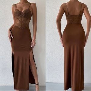 Brown lace cami dress